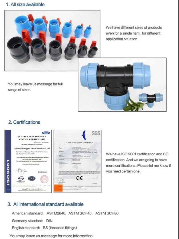 PP Coupling Compression Plastic Pipe Fitting Quick Connect Water Pipe Fittings Reducing Coupling