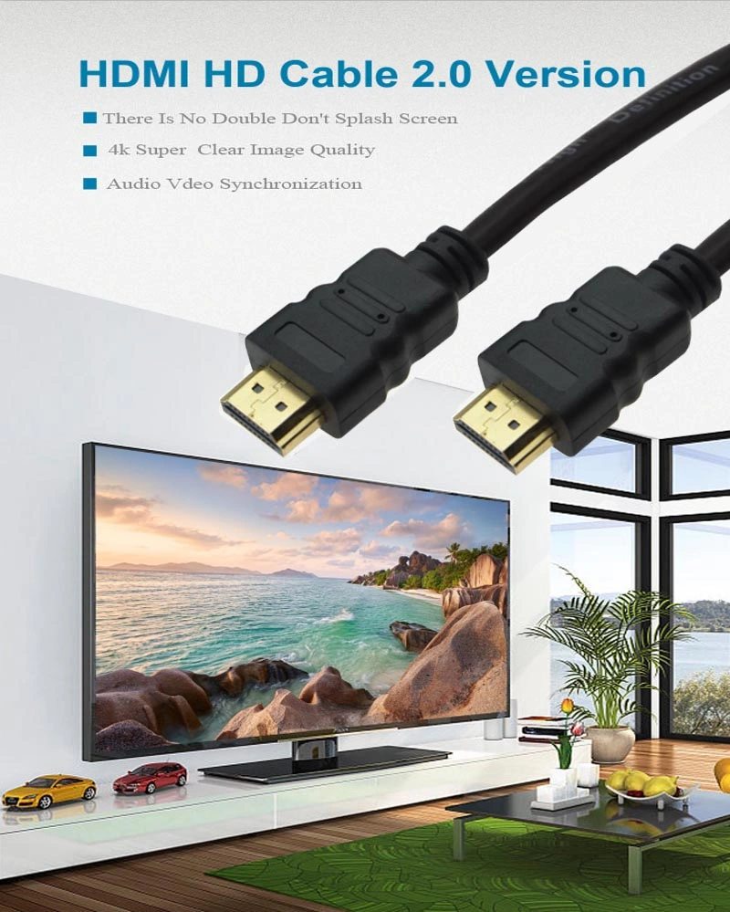 High End PVC Mould Gold Plated 2.0V Flat HDMI Cable Support 108. P 3D Ethernet