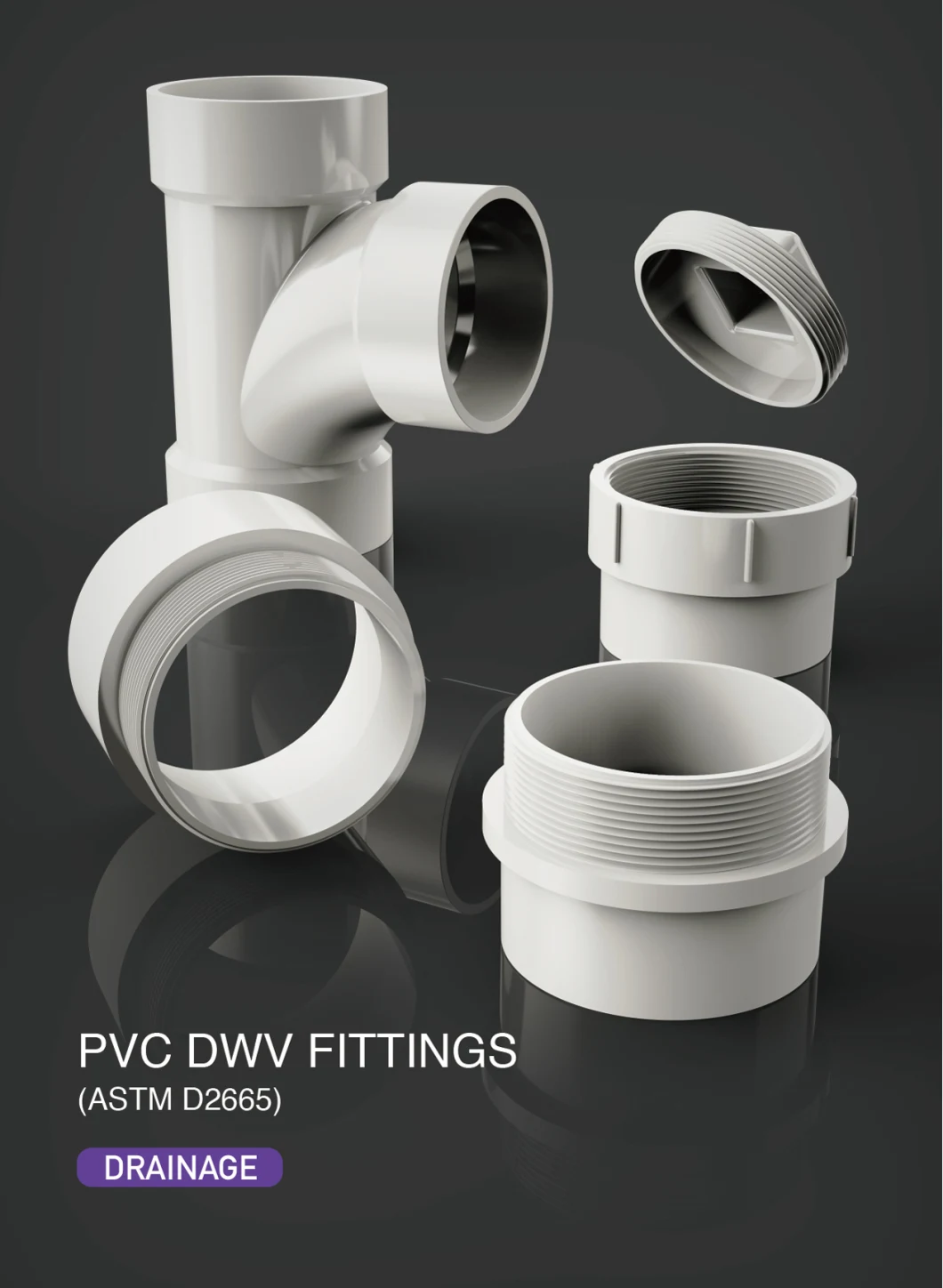 Era PVC Pipe Fitting Tee 1-1/2'' ASTM D2665 for Drainage