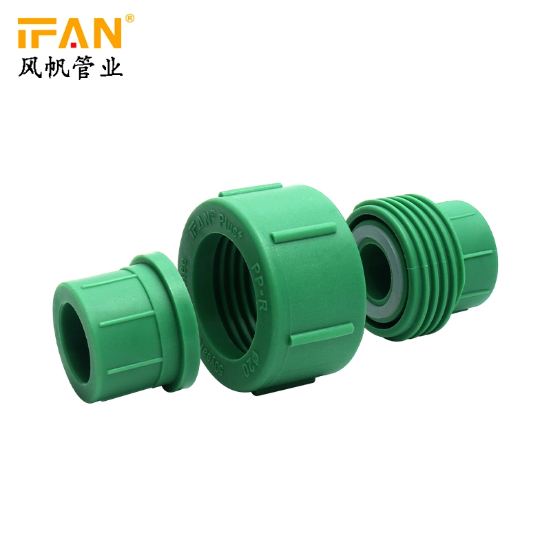 China Suppliers Wholesale Ifanplus Germany Standard PPR Pipes and Fittings Pn25 20mm 63mm PPR Union Plastic Union