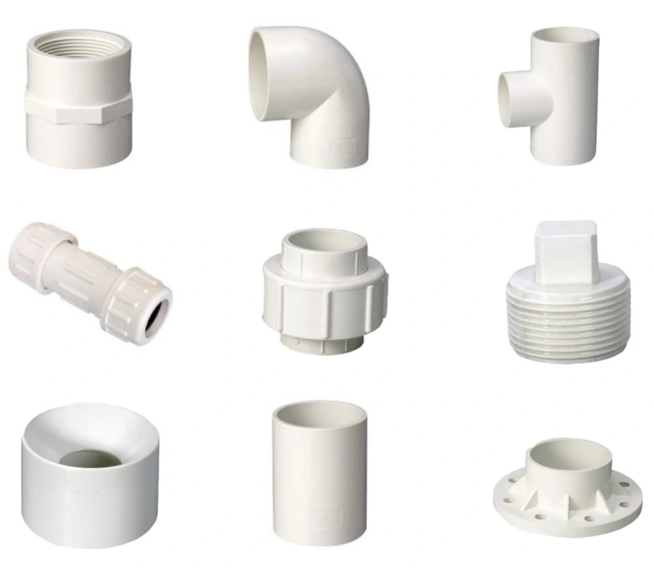 PVC Reducing Tee DIN Standard PN10 Water Supply Pressure Pipe Fittings in White Color (H12)