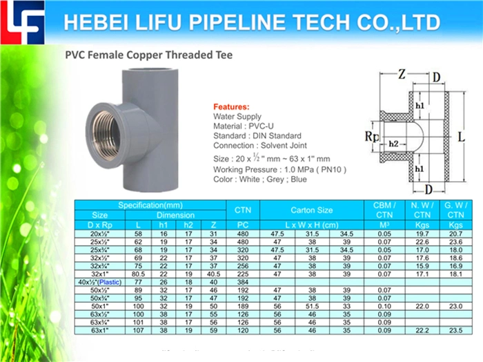 High Quality Pn10 Water Supply DIN Standard Plastic Pipe Fitting UPVC Pipe Equal Tee and Fittings UPVC Pressure Pipe Fitting