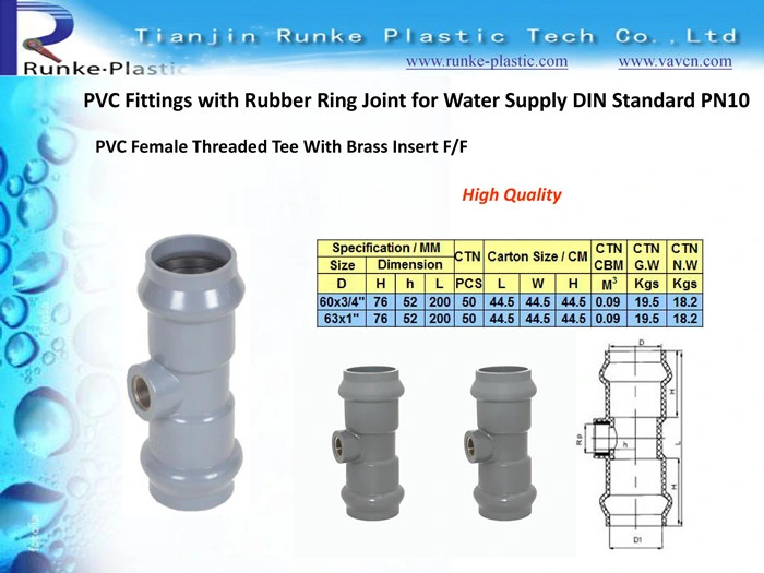 High Quality Plastic Pipe Fitting UPVC Pipe Accessories and Fittings UPVC Pressure Pipe Fitting for Water Supply DIN Standard Pn10