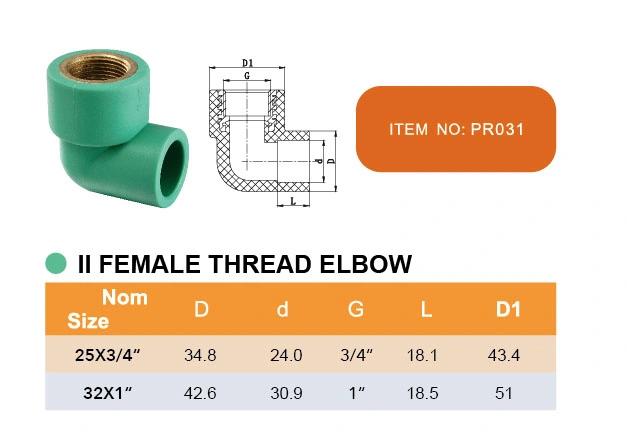 Chinese Era Piping Systems Dvgw PPR Pipe Fitting II Female Thread Elbow