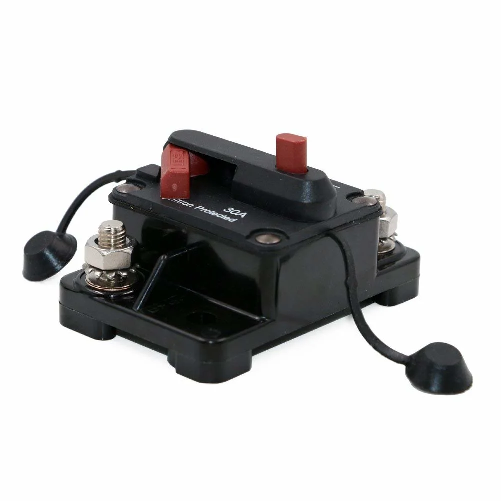 Surface-Mount Circuit Breakers with Manual Reset, 12V- 48V DC, Waterproof (30A)