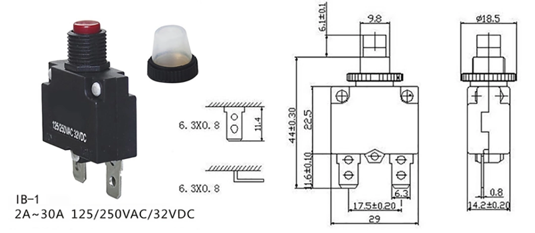 15A 250V Manual Reset Thermal Bakelite Circuit Breaker Overload Protection