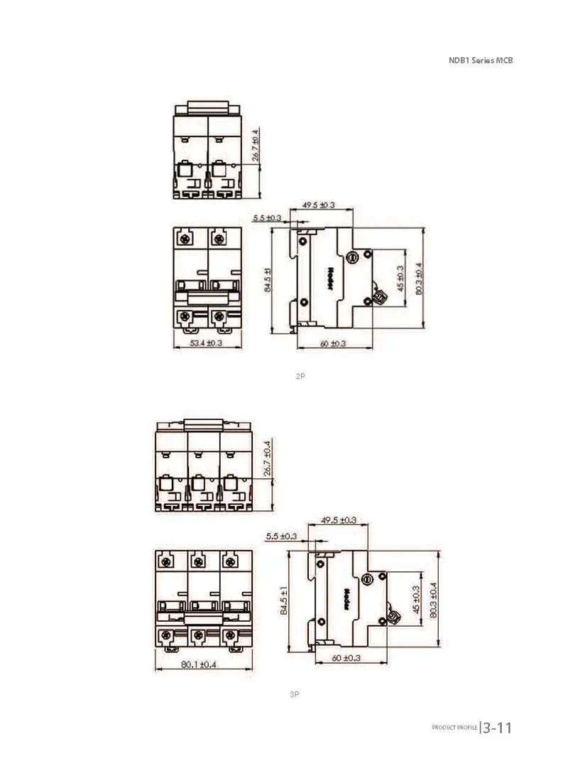 4pole of Real 10ka Mini Circuit Breaker Provide The Short Circuit and Overload Protection