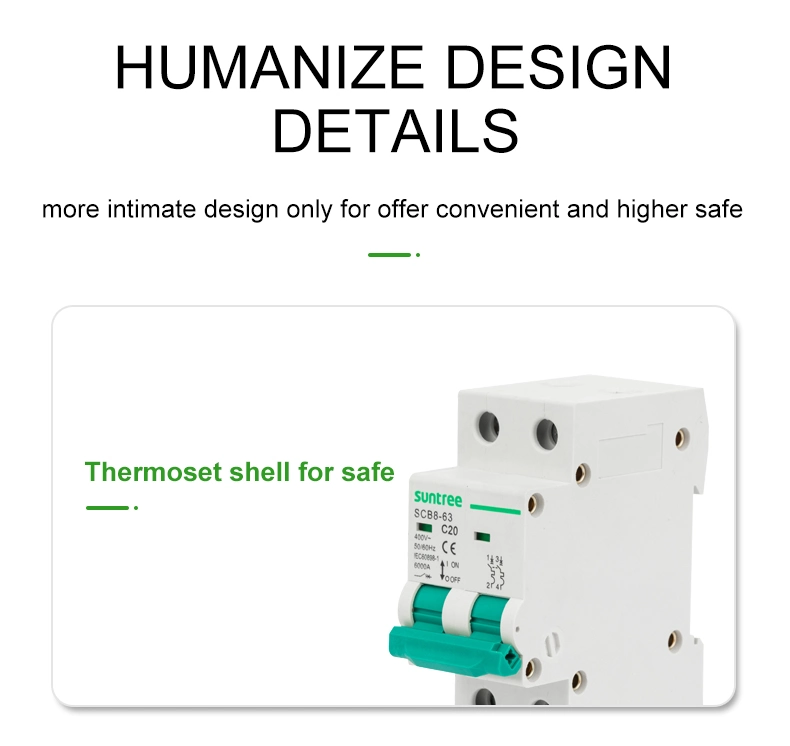 Suntree Scb8-63 3 Phase Circuit Breaker Types Home Use Safe AC Circuit Breaker 220V/400V