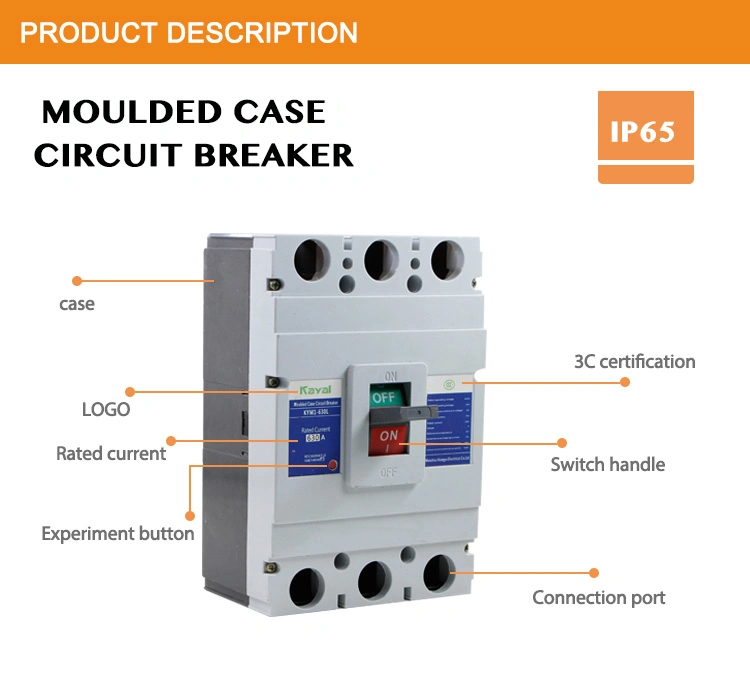 Kayal 3 Pole 4p Moulded Case Circuit Breaker 10A 15A 16A 20A 25A MCCB