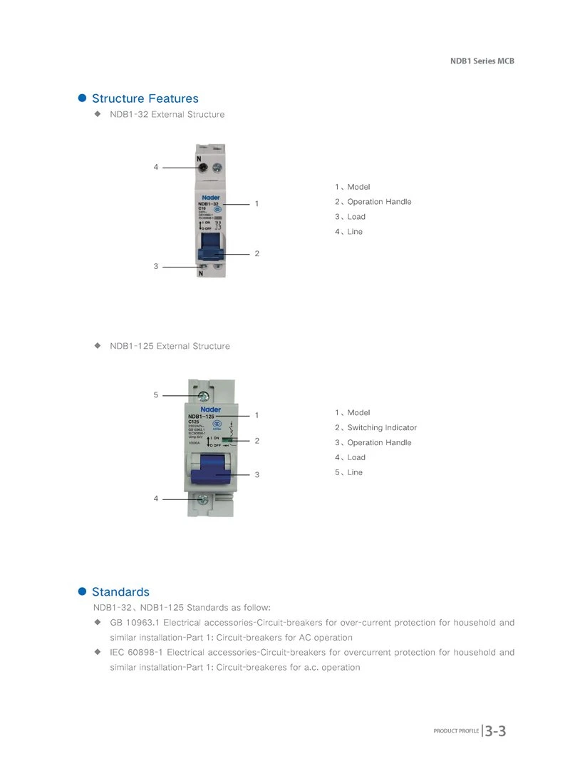 4pole of Real 10ka Mini Circuit Breaker Provide The Short Circuit and Overload Protection