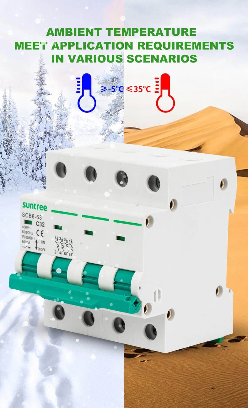 Suntree Scb8-63 3 Phase Circuit Breaker Types Home Use Safe AC Circuit Breaker 220V/400V