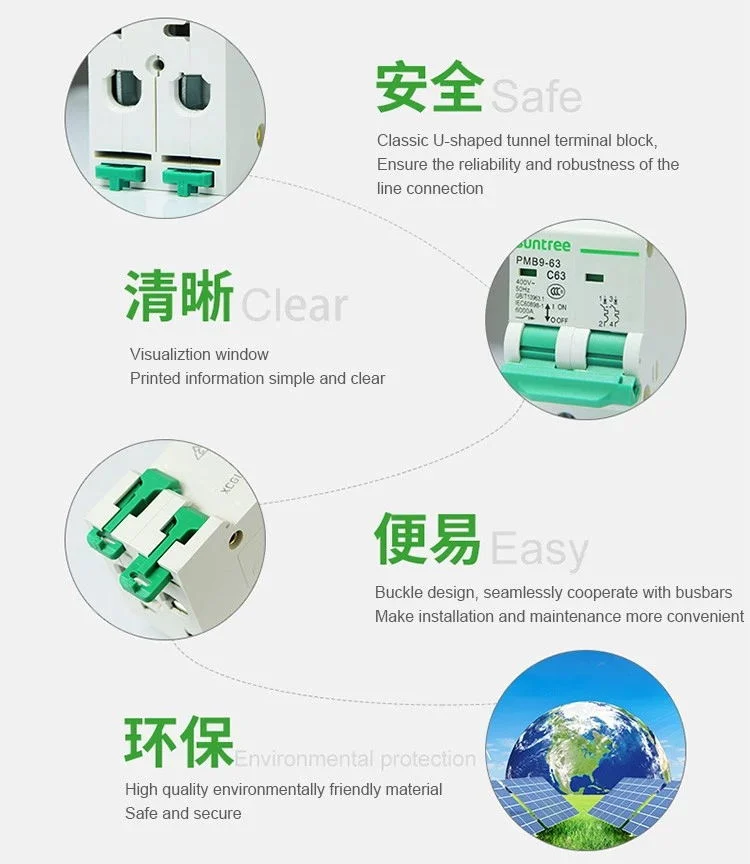 Suntree AC Breaker Single Phase 230V, 3 Phase 400V, 6 to 63A Miniature Circuit Breaker