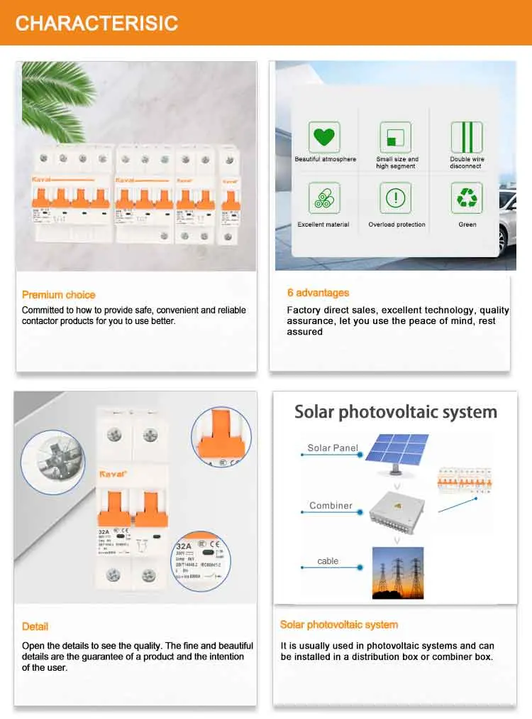 Kayal Solar PV System 40A 450volt 1200V Single Pole DC Circuit Breaker