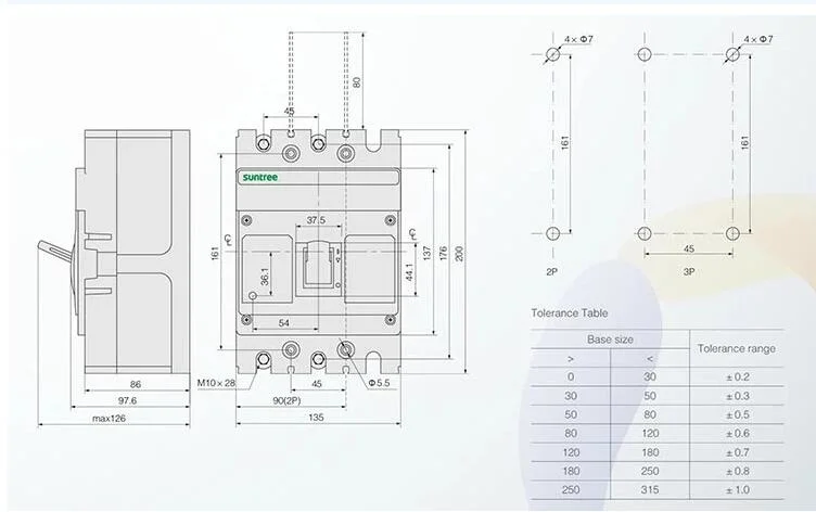 Suntree Best Price Single Phase MCCB 2 Pole 63 AMP 1000V MCCB Circuit Breaker