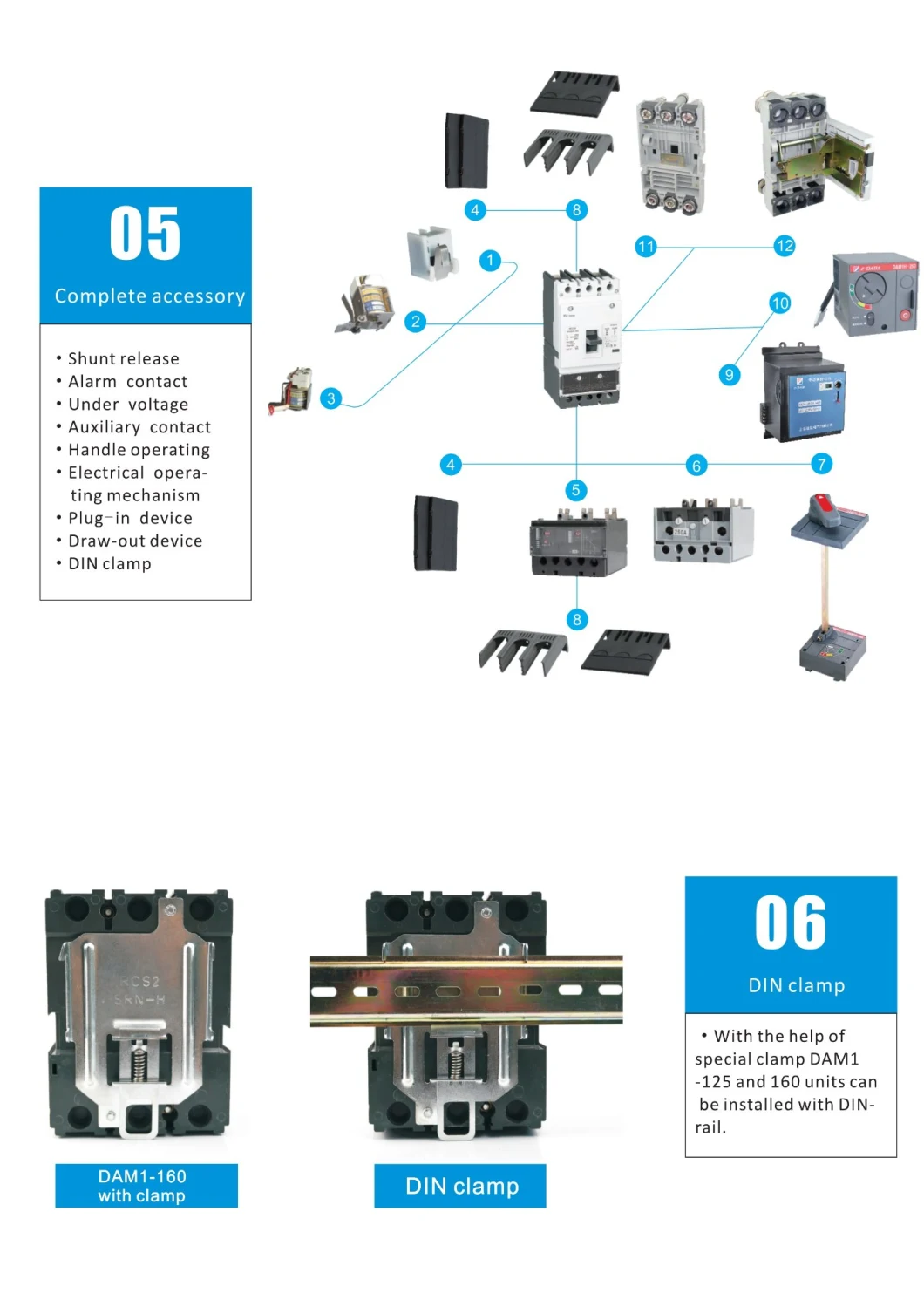 Dam1-800 3p Thermal Adjustable Molded Case Circuit Breaker MCCB