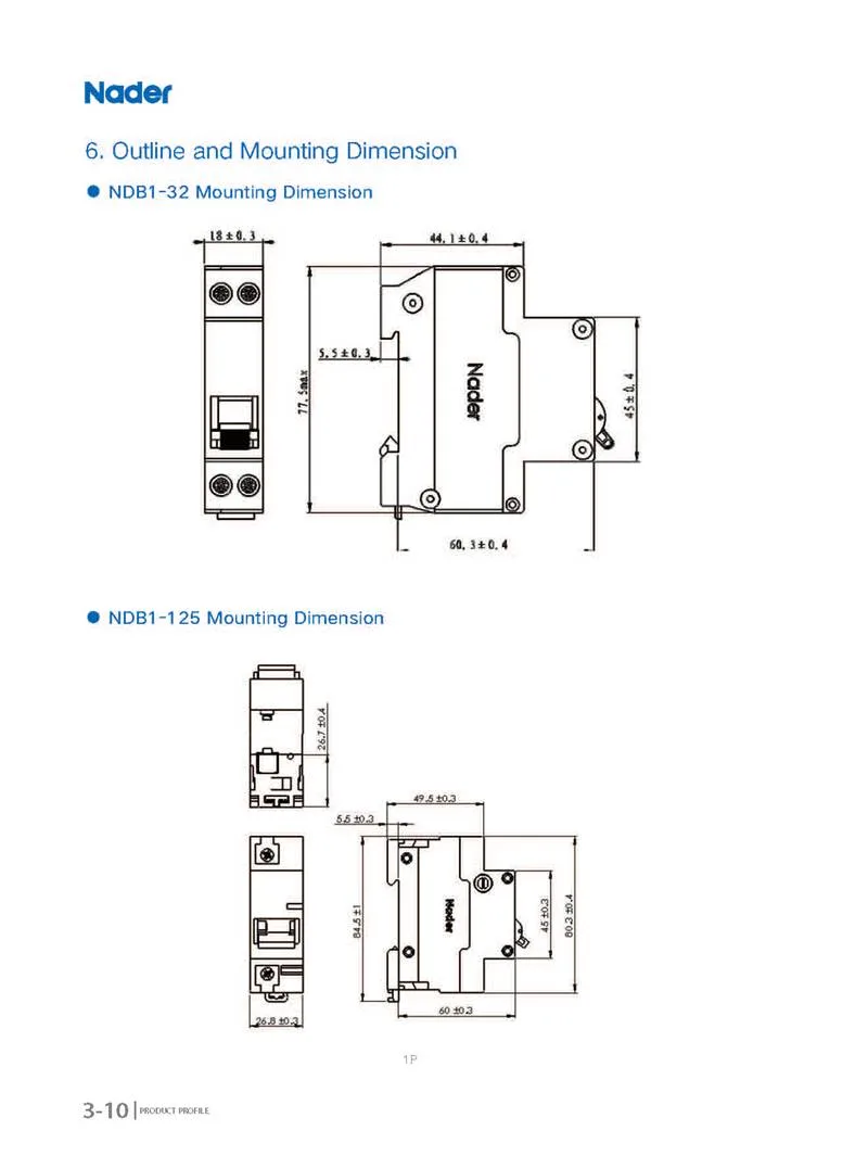 4pole of Real 10ka Mini Circuit Breaker Provide The Short Circuit and Overload Protection