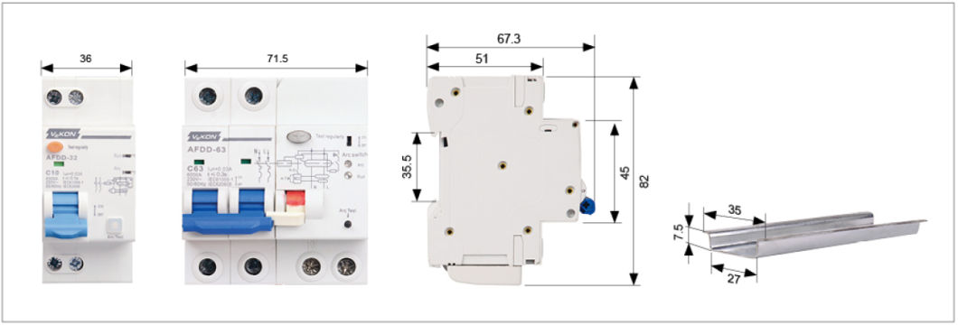 10A 16A 20A 32A 40A 63A Europe Market 6ka Afdd Untis Arc Fault Circuit Breaker