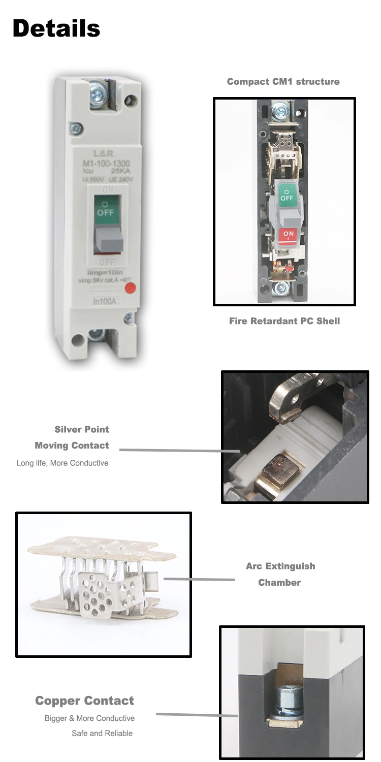 IEC60947 Mono Polar MCCB 1 Pole 160A Circuit Breaker