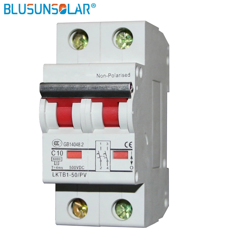 2p 500V 63A DC Circuit Breaker MCB for for Solar Photovoltaic System DIN Rail Mount