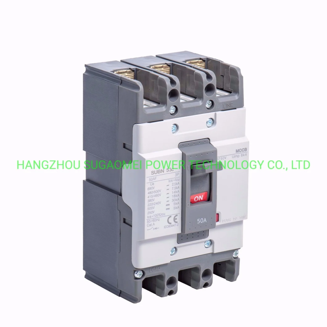 Subn-53c 3p Thermal Magnetic MCCB Moulded Case Circuit Breaker 50A with Shunt Trip Coil