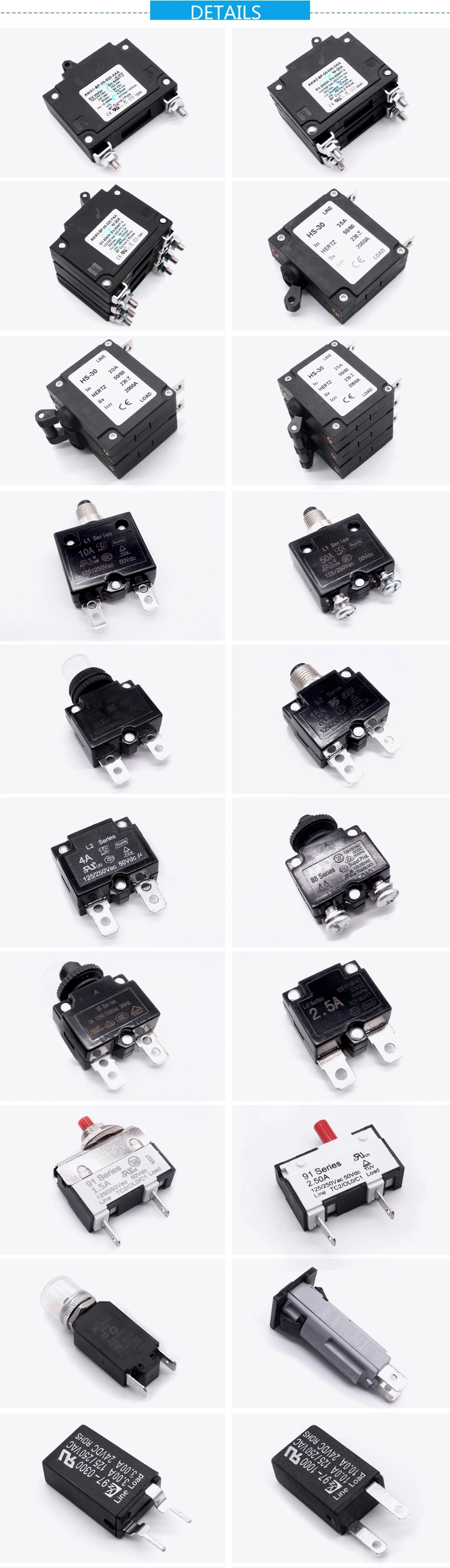 1p 2p 3p 4p Hydraulic Magnetic Circuit Breaker Switch