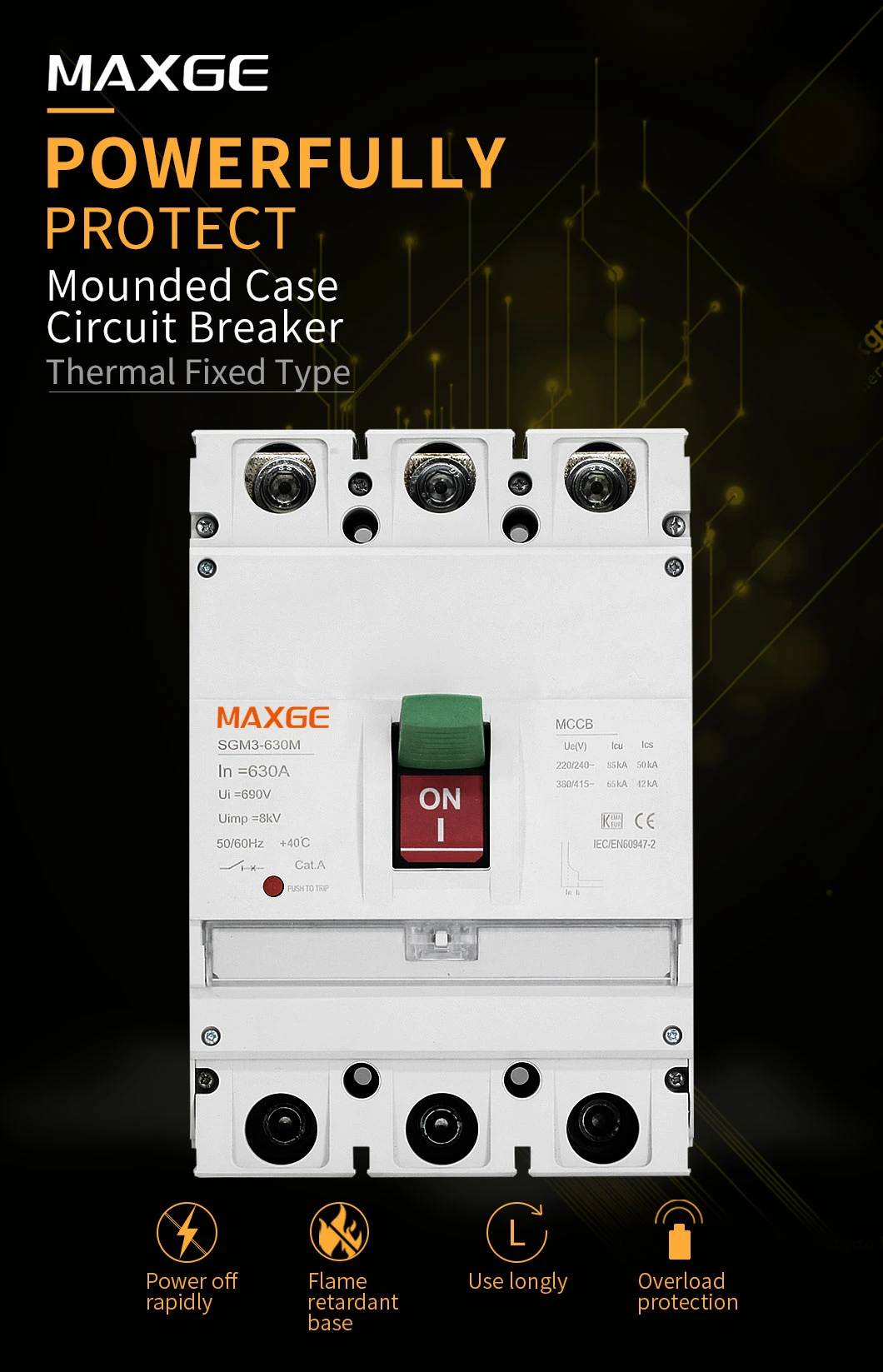 Sgm3-160 25A 3p 4p Moulded Case Circuit Breaker MCCB