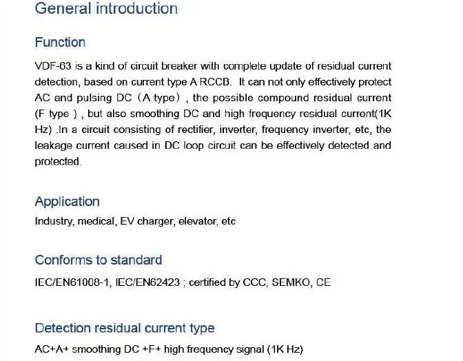 Type B RCD RCCB for Replacing Type a RCCB