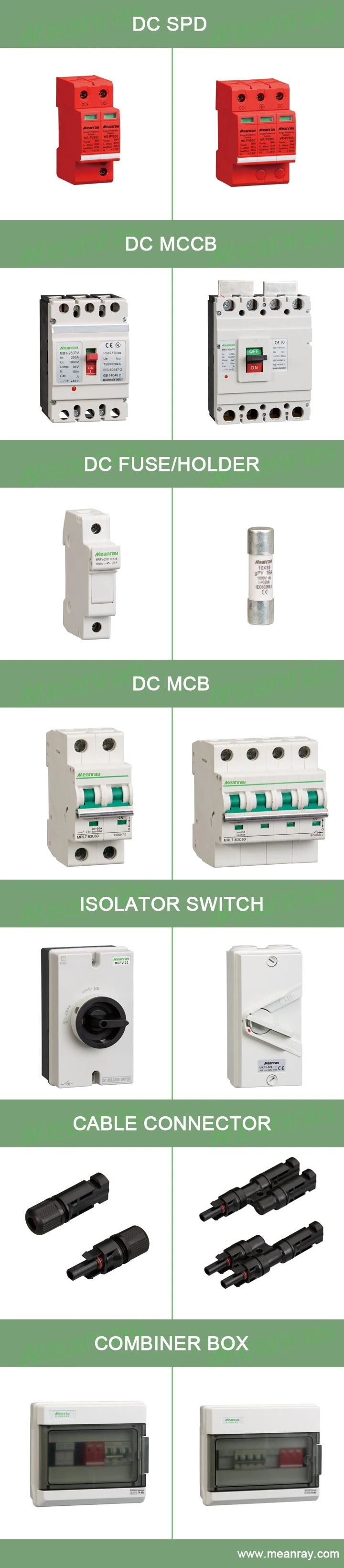 Meanray Single Phase Types Circuit Protector 250V Mini Circuit Breaker Switch DC MCB 63A