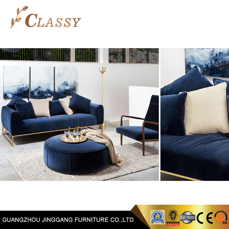 Modern Velvet Fabric Upholstered Sofa with Comfortable Back Cushion