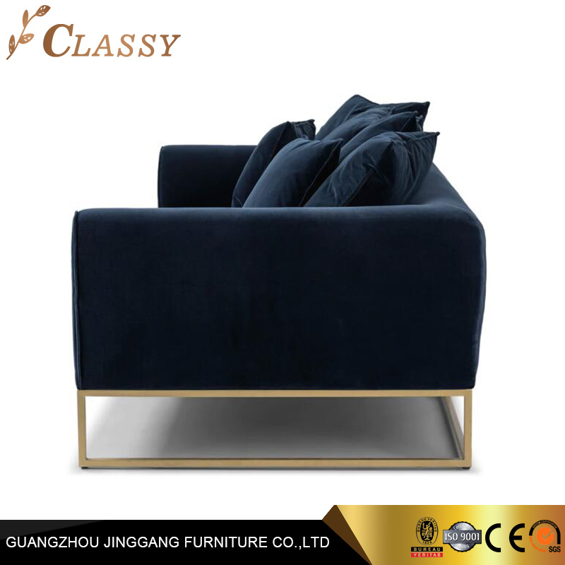 Modern Velvet Fabric Upholstered Sofa with Comfortable Back Cushion