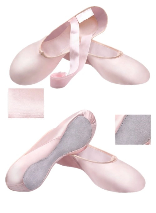 Satin Full Sole Ballet Shoe Professional Fashion Full Sole Ribbon Ballet Pink Wholesale Satin Shoes