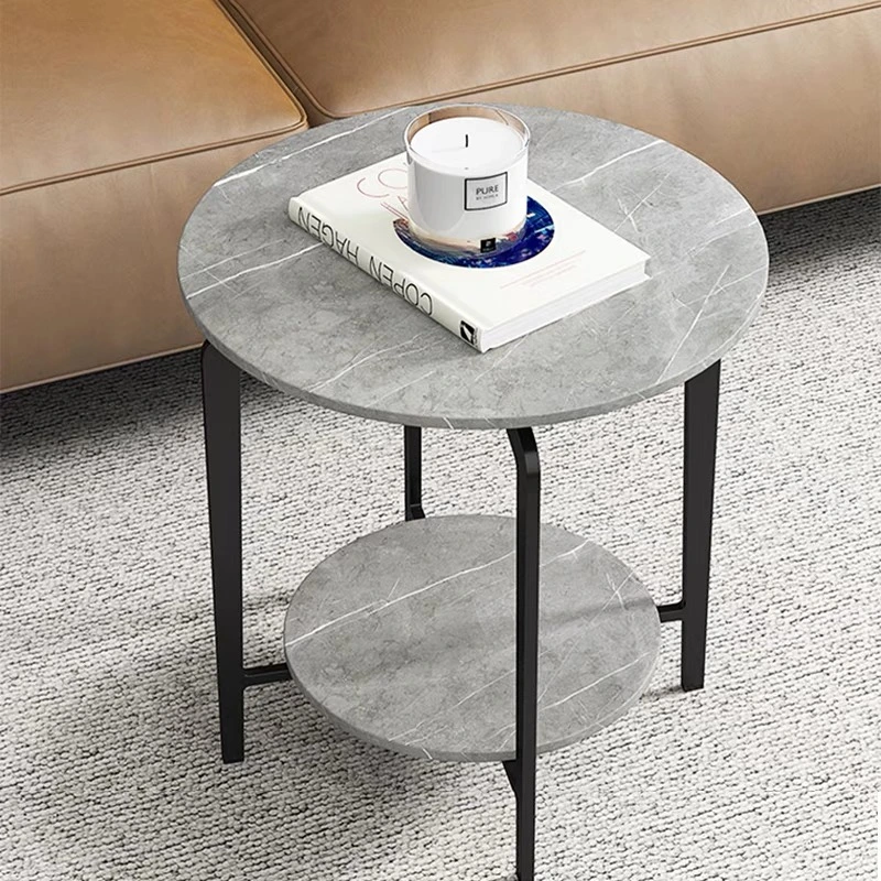 Italian Concise Design High Class Grey Carbon Steel Small Round Table