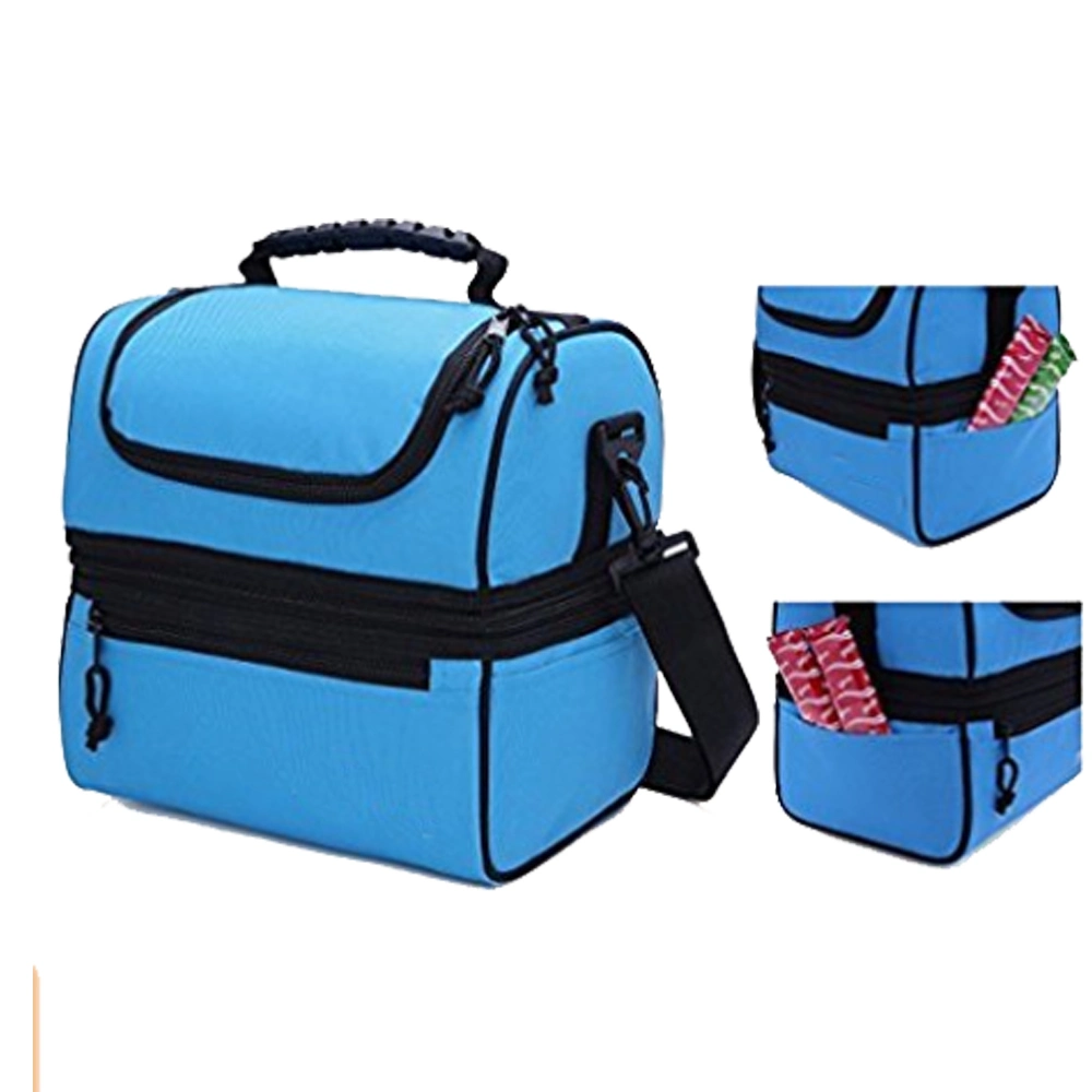 Adult 600d Blue Oxford Aluminium Foil Insulated Thermal Lunch Bag for Cooler Bag