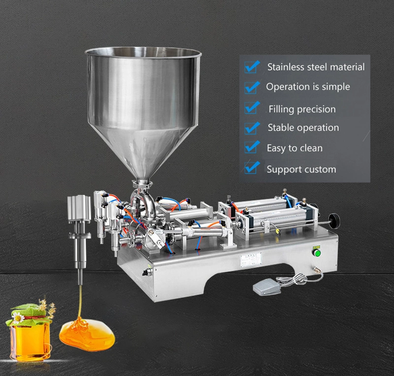 Double Heads Paste Filling Machine Chili Paste Filler with Hopper