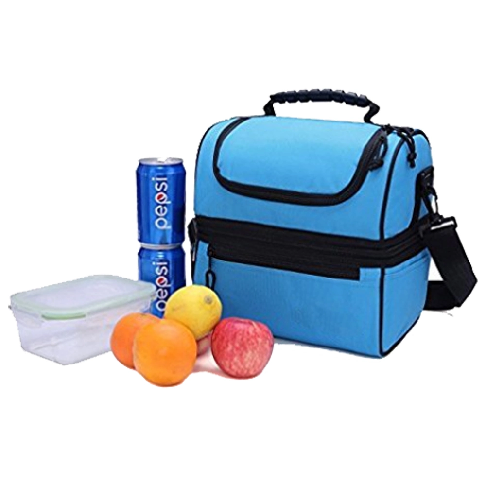 Adult 600d Blue Oxford Aluminium Foil Insulated Thermal Lunch Bag for Cooler Bag