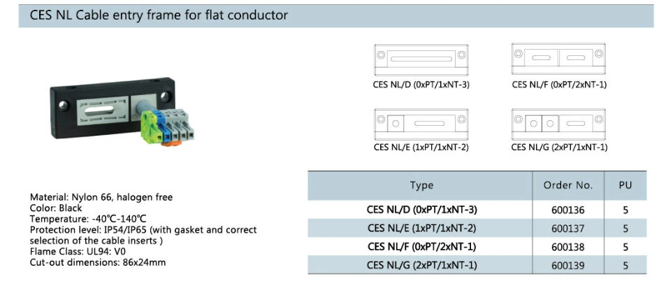 Ces Nl Cable Entry Frame for Flat Conductor-Ces Nl/D Icotek