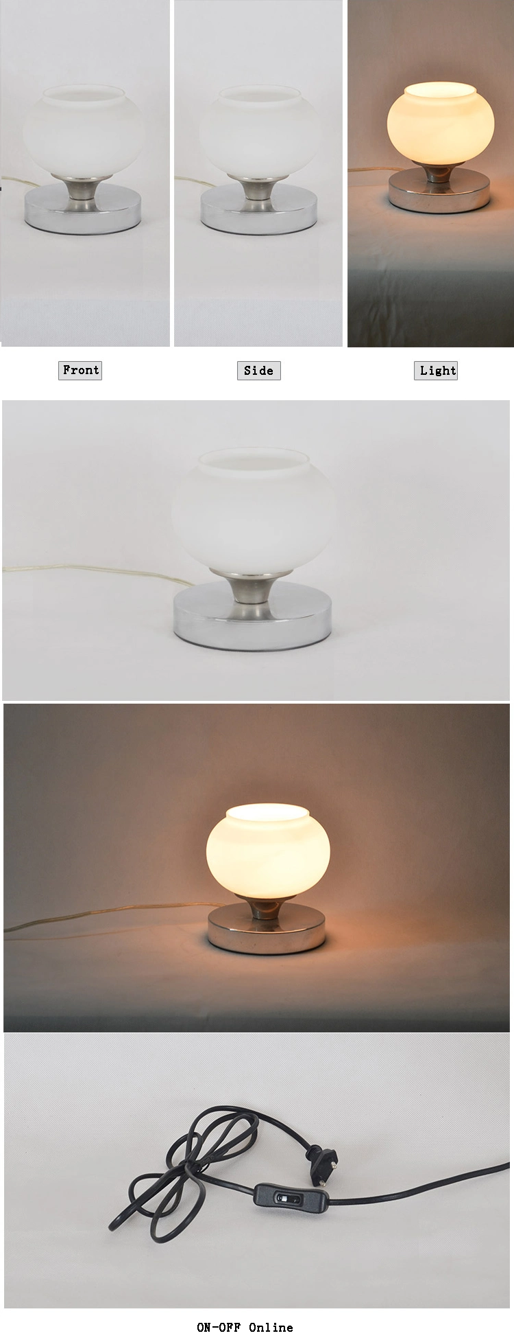 Aluminium Decorative Table Lamp Hotel Table LED Light Lamps with Glass Shade