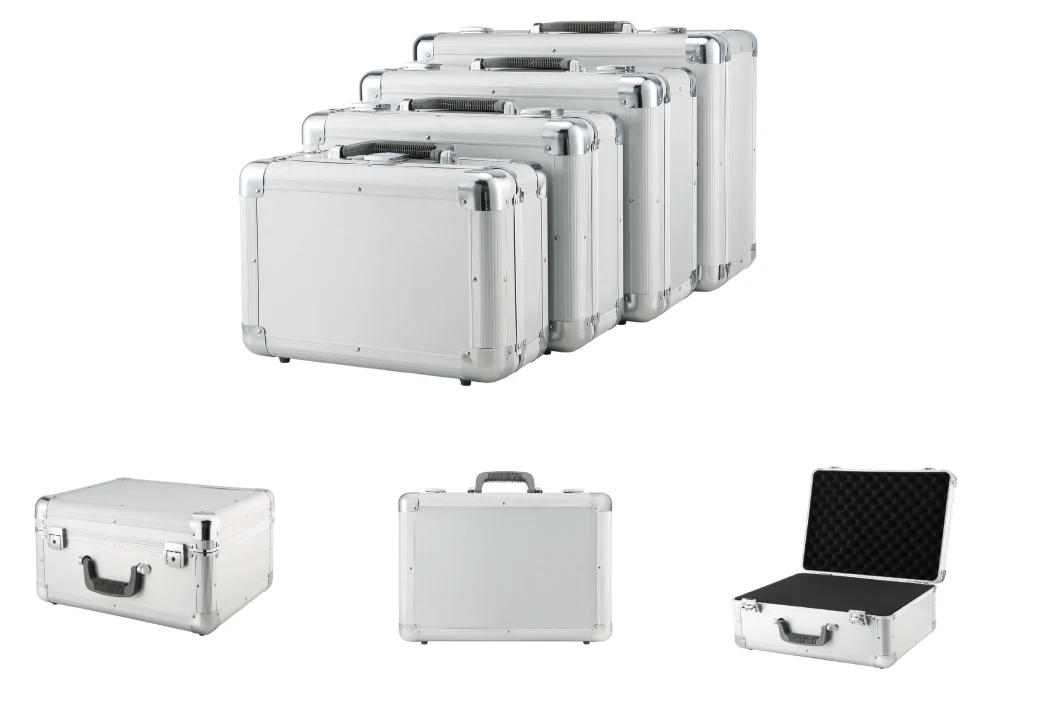 Black Silver Shockproof Cheap Metal Custom Aluminum Trolley Carrying Hard Briefcase Tool Case Aluminum Case