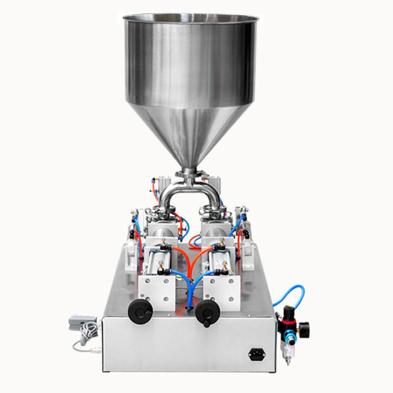 Double Heads Paste Filling Machine Chili Paste Filler with Hopper