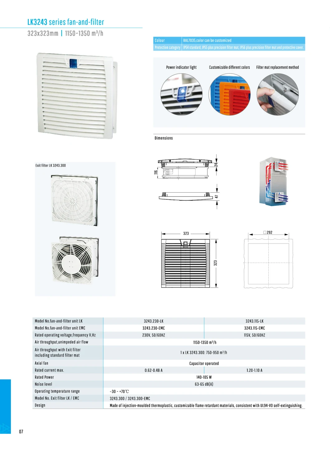 New Series Ventilation Filter with Fan EMC Motor, Energy-Saving, High-Equality Lk3243