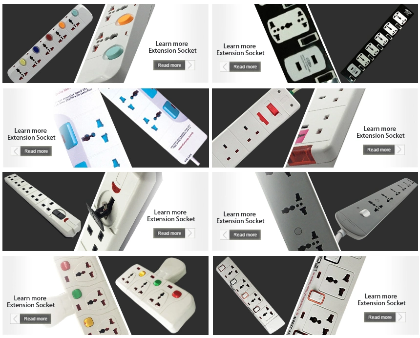 T-Type Connector 3way Multi Socket with Colorful Switch and Light Socket Outlet