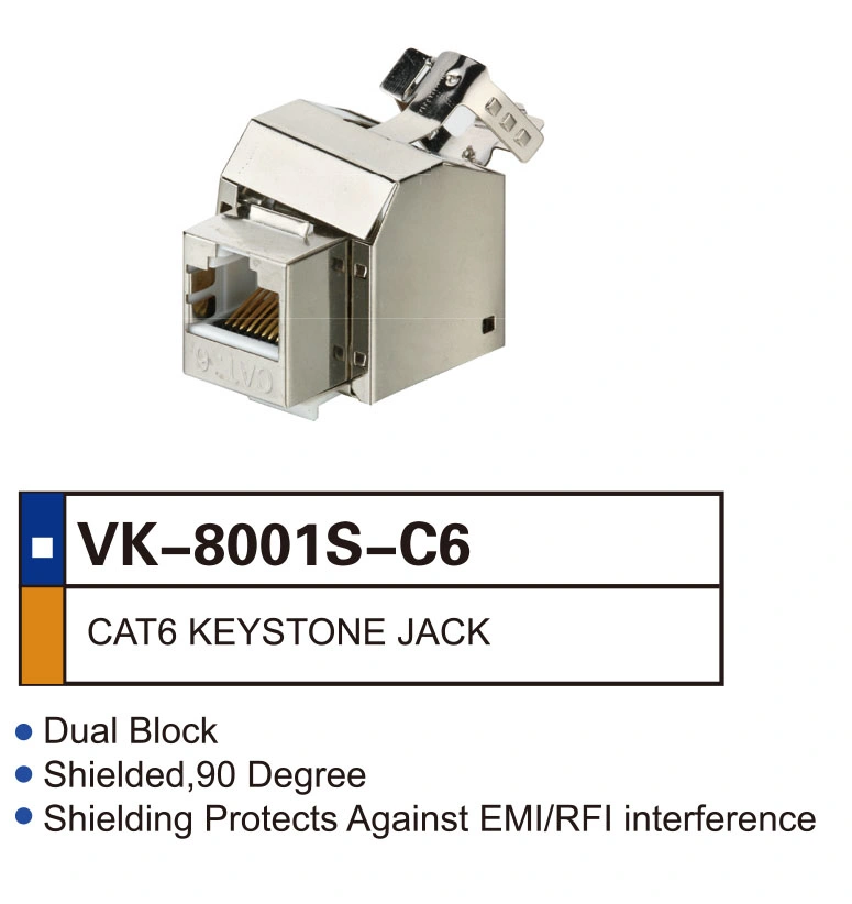 Dual Block Shielded 90 Degree CAT6 3m Keystone Jack Shielding Protects Aganist EMI/Rfi Interference