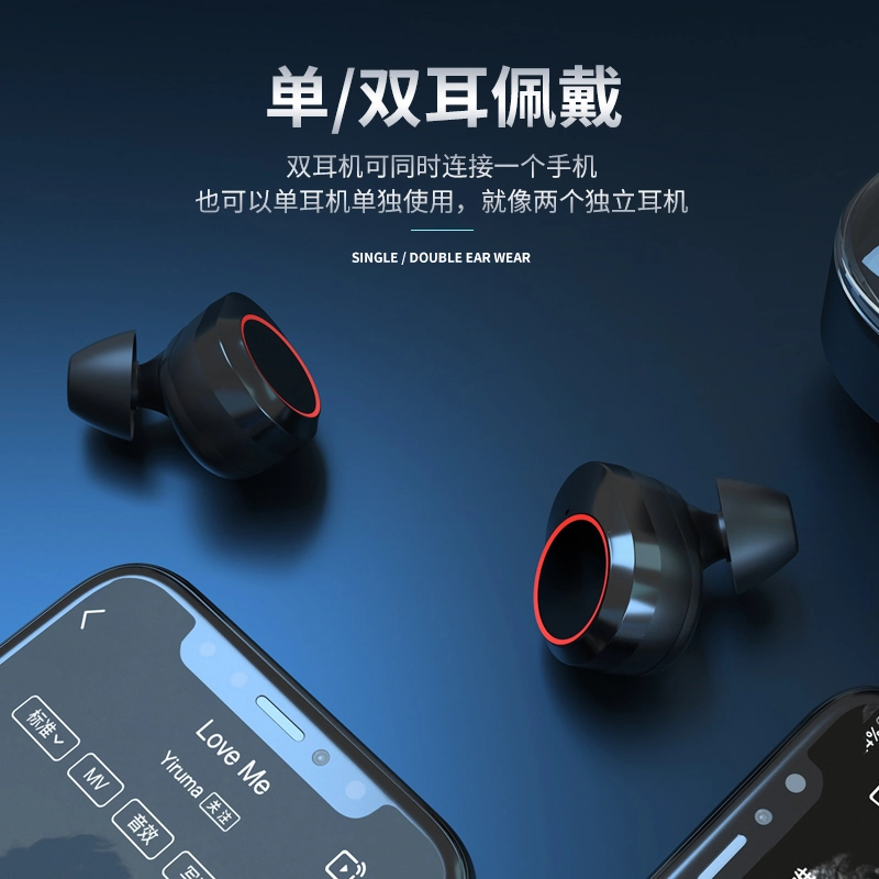 Tws 5.0 True Wireless Headphones Headset Earbuds LCD Digital Electric Waterproof Noise Reduction Earphone