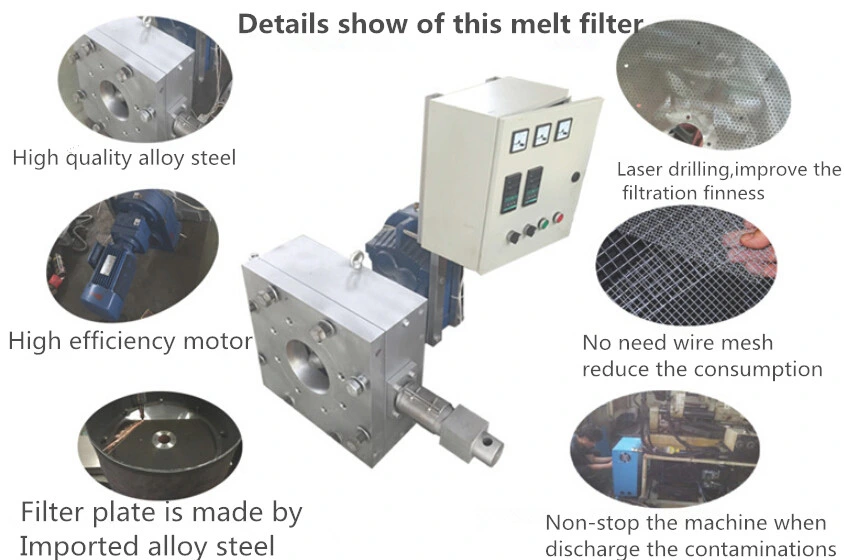 Plastic Recycling Granulating Extrusion Line Used Melt Filter Pelletizer Filter