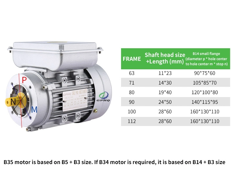 Gphq Ml 0.55kw Single Phase AC Electrical Motor Single Phase 2HP Electric Motor