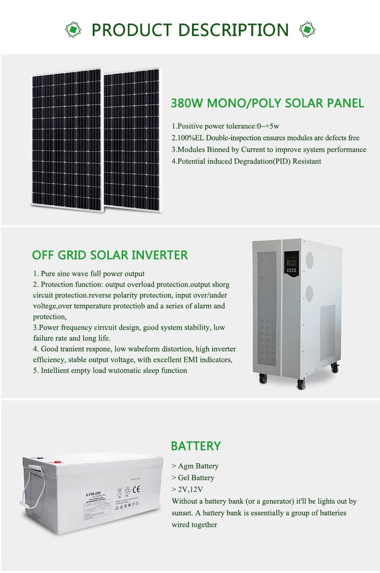 High Efficiency Home Solar Modules 30kw 50kw Solar Power off Grid Photovoltaic System