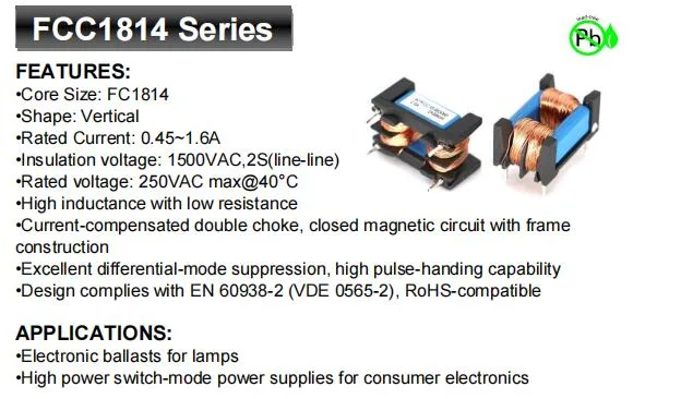 EMI Magnetic Components Filter Inductor for Automotive AC/DC Converter