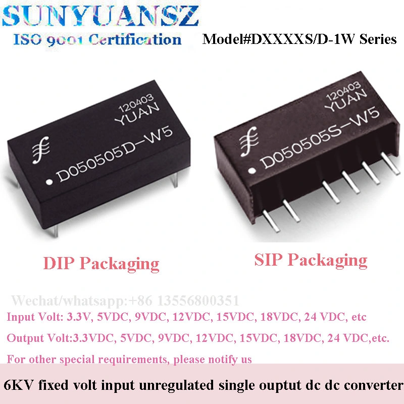 Fixed Input, Unregulate Dual Separate 24V 15V 12V 9V 5V Input Output Power Supply