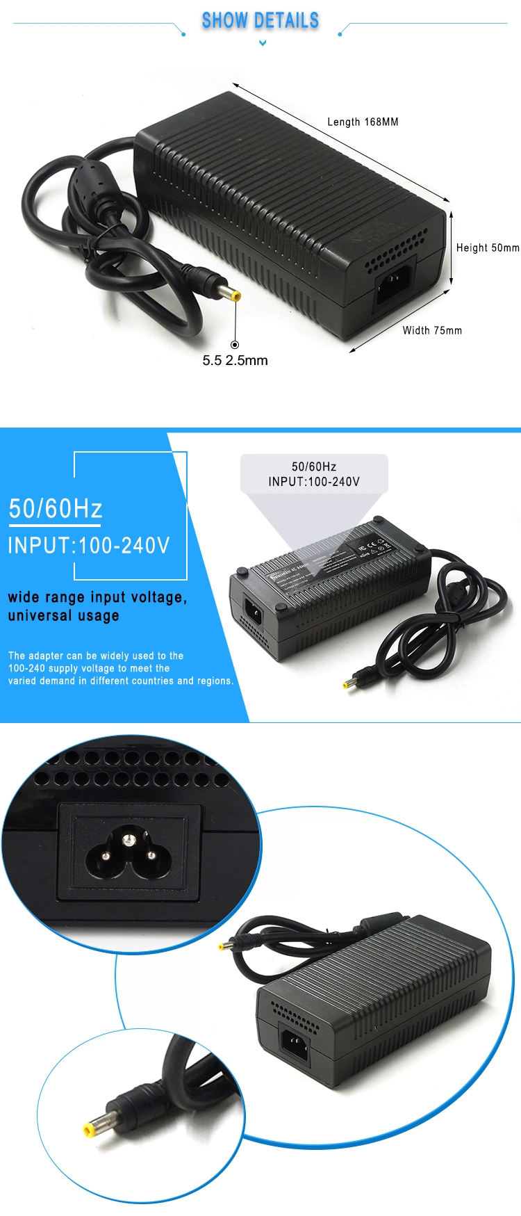19V 7.8A 148W power adapter/ AC DC adapter/DC power supply
