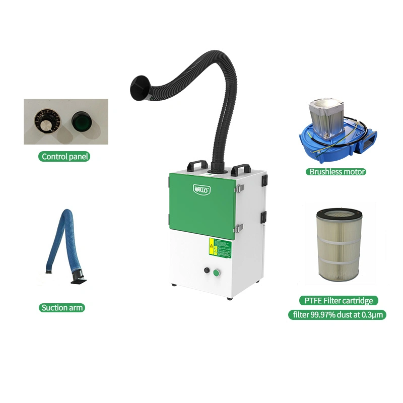 220V Single Phase Industrial Fume Extractor with Filter Cartridge